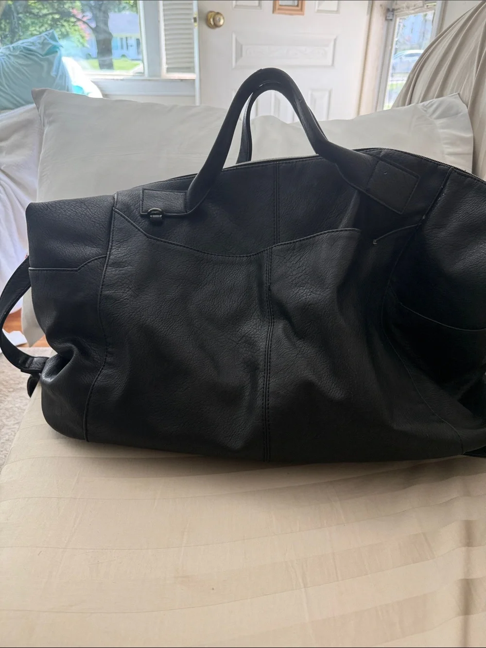 Black Leather Weekender Bag - Men/Woman